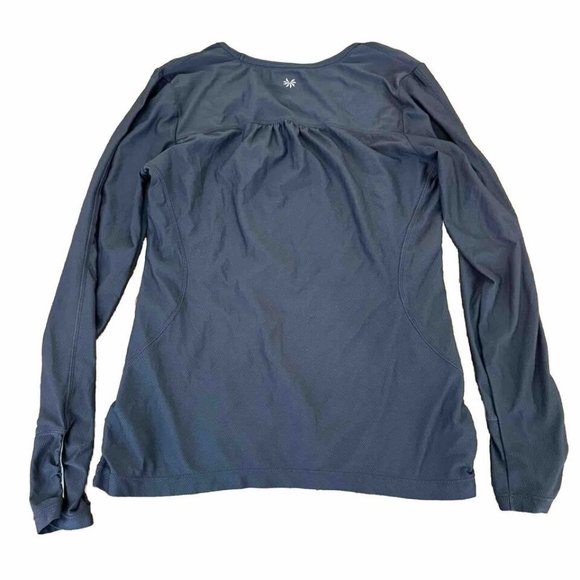 Athleta‎ Dark Grey Reflective Long Sleeve Running Workout Top Shirt Size Medium - Picture 3 of 5